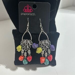 Paparazzi Silver Yellow Dangle Earrings